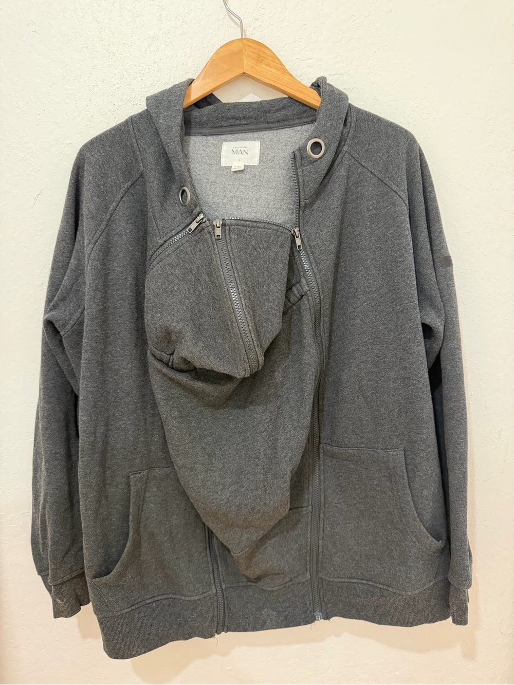 Seraphine Man Men's Gray Zip Hoodie with Hood